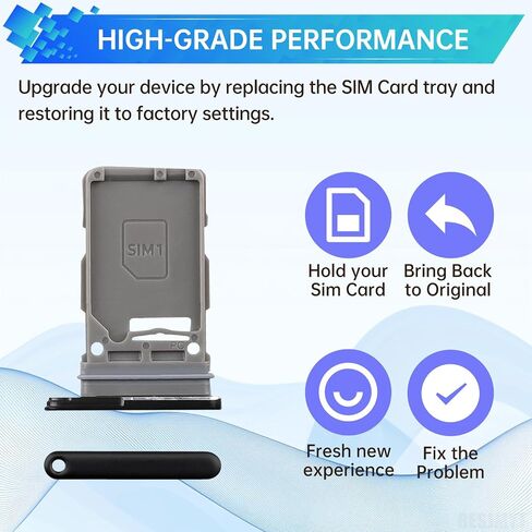 بالنسبة إلى Samsung Galaxy S21 Ultra 5G SIM ، استبدال علبة بطاقة SIM (إصدار SIM واحد) محول حامل صينية البطاقة الأسود Phantom مع قاذف الإبرة لـ S21 Ultra 5G SM-G998U SM-G998U1 in Saudi Arabia