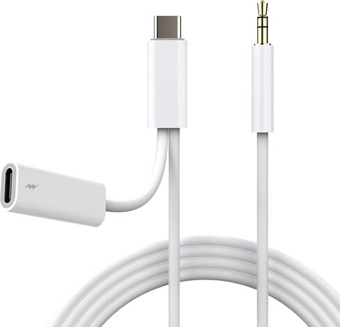 AUX to USB C Cable for Old Car,[Mfi Certified]2-in-1 Type-C to 3.5mm Male Audio Cord with USB Charging Plug for iPhone 16/15 Series, Galaxy S20-S25, Pixel,Noise-Free Music & 5v/3A Fast Charging in Kuwait