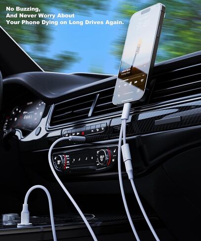 AUX to USB C Cable for Old Car,[Mfi Certified]2-in-1 Type-C to 3.5mm Male Audio Cord with USB Charging Plug for iPhone 16/15 Series, Galaxy S20-S25, Pixel,Noise-Free Music & 5v/3A Fast Charging in Kuwait