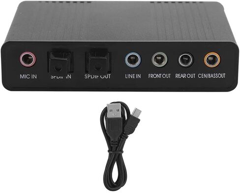 محول الصوت ، USB 5.1 محول صوت بطاقة الصوت الخارجي للكمبيوتر لتسجيل الكاريوكي 6 قناة ضوئية S/PDIF Audio Sound Adapter لتسجيل الكمبيوتر المحمول الكمبيوتر المتوافق مع WIN10/8/7/XP in Saudi Arabia