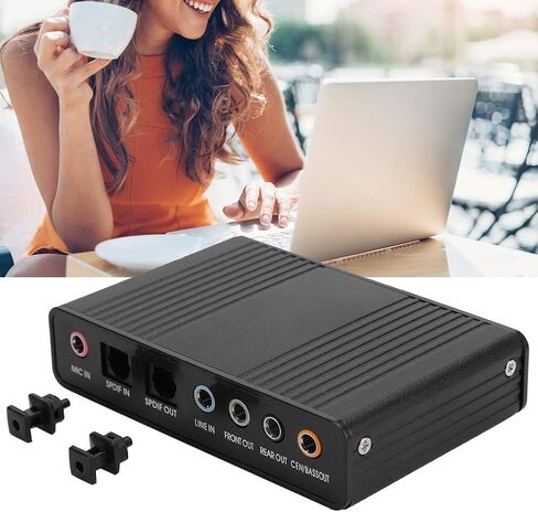 محول الصوت ، USB 5.1 محول صوت بطاقة الصوت الخارجي للكمبيوتر لتسجيل الكاريوكي 6 قناة ضوئية S/PDIF Audio Sound Adapter لتسجيل الكمبيوتر المحمول الكمبيوتر المتوافق مع WIN10/8/7/XP in Saudi Arabia