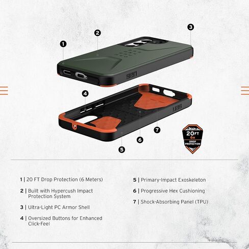 Urban Armor Gear UAG مصممة لغطاء حماية مدني مامح ، غلاف واقٍ من صدمة الأنيقة الممتازة ، [شاشة 6.1 بوصة] in Saudi Arabia