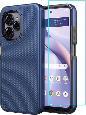 for Blu View Speed Ultra 5G B1660V Phone Case with Screen Protector Black | Dual Layer Heavy Duty Military Grade Shockproof Corner Cover for Blu View Speed Ultra in Saudi Arabia