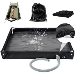 Portable Shower Base, 32"x32"x4" Foldable Camping Shower Pan with Upgraded Detachable Drain Pipe and Mesh Bag, Collapsible Shower Basin for Outdoor, Tent, RV, Beach, Shower Stall Enclosures, Indoor in Saudi Arabia