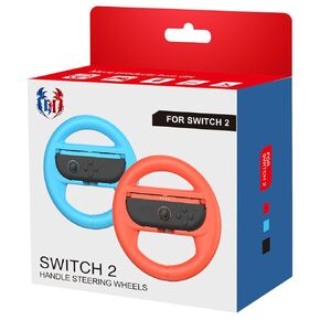 GH 4 Pack Switch Wheel متوافق مع Mario Kart 8 Deluxe ، إكسسوارات عجلة السباق متوافقة مع Nintendo Switch/Switch OLED CON Controller (أسود X2 ، أحمر وأزرق) in Kuwait