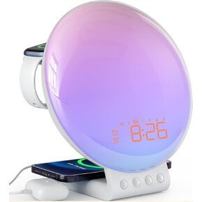 Dekala 5G Arches Gradual Sunrise Alarm Clock Loud Alarm Clock for Heavy Sleepers with Wireless Charging Sunset White Noise Sleep Sound Machine Touch/App/Button Control Best Valentine's Day Gift in Kuwait
