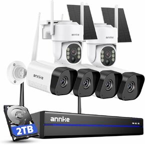 نظام الكاميرا اللاسلكي Annke ، 16CH القابل للتوسيع 4K NVR ، 2 كمبيوتر شخصي 4MP كاميرا شمسية مع 4 أجهزة كمبيوتر 3MP 3MP ، صوت ثنائي الاتجاه ، WIFI مزدوج النطاق ، الكشف البشري ، 2TB HDD ، Alexa ، 24/7 ، IP66 Waterproof in Saudi Arabia