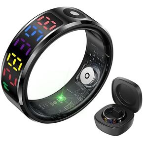 R12 Color Display Screen Smart Ring for Men Women,5ATM Waterproof Fitness Tracker with 24/7 Heart Rate/Sleep/Steps Detection,Medical Grade Metal Case,Compatible with iOS and Android in Saudi Arabia