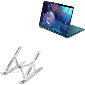BoxWave Stand and Mount Compatible with Lenovo Yoga Book 9i - Compact QuickSwitch Stand, Portable Multi Angle Viewing Foldable Riser - Metallic Silver in Saudi Arabia