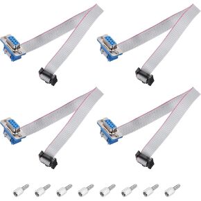 meccanixity 4 pcs كابل الشريط المسطح IDC ، 2.54 مم الملعب 11.5 مم عرض 20 سم طول 10pin db9 ذكر إلى موصل الشريط المسطح FC-10p مع سلك الطائر البراغي الثابتة للكمبيوتر الشخصي ، شاشات LED ، شاشات العرض in Kuwait