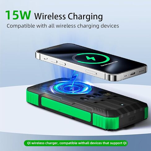 Solar Charger Power Bank 49800mAh Wireless Portable Phone Charger, 22.5W QC3.0 Fast Charging Built in 4 Cables with USB C 6 Outputs & 2 Inputs for All Cell Phone in Saudi Arabia