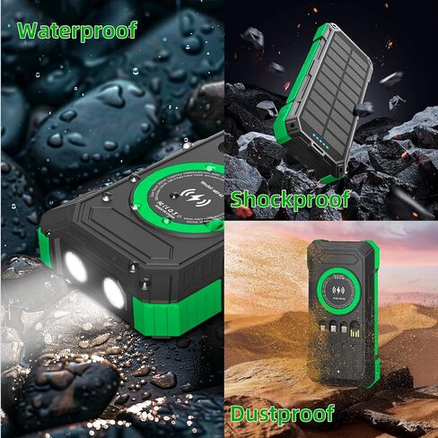 Solar Charger Power Bank 49800mAh Wireless Portable Phone Charger, 22.5W QC3.0 Fast Charging Built in 4 Cables with USB C 6 Outputs & 2 Inputs for All Cell Phone in Saudi Arabia
