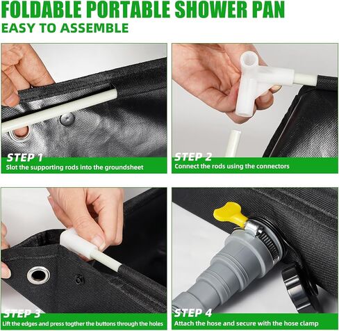 Portable Shower Base, 32"x32"x4" Foldable Camping Shower Pan with Upgraded Detachable Drain Pipe and Mesh Bag, Collapsible Shower Basin for Outdoor, Tent, RV, Beach, Shower Stall Enclosures, Indoor in Saudi Arabia