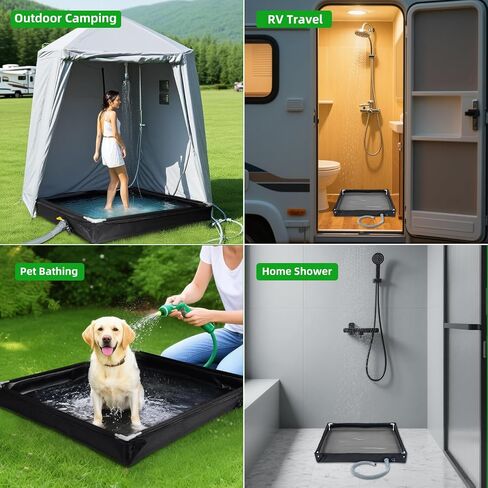 Portable Shower Base, 32"x32"x4" Foldable Camping Shower Pan with Upgraded Detachable Drain Pipe and Mesh Bag, Collapsible Shower Basin for Outdoor, Tent, RV, Beach, Shower Stall Enclosures, Indoor in Saudi Arabia