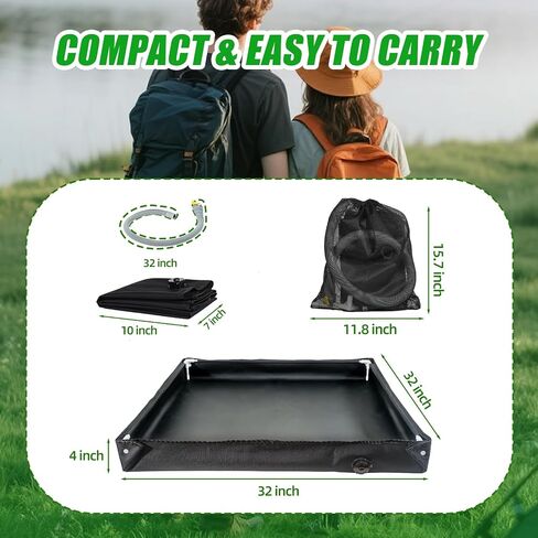 Portable Shower Base, 32"x32"x4" Foldable Camping Shower Pan with Upgraded Detachable Drain Pipe and Mesh Bag, Collapsible Shower Basin for Outdoor, Tent, RV, Beach, Shower Stall Enclosures, Indoor in Saudi Arabia