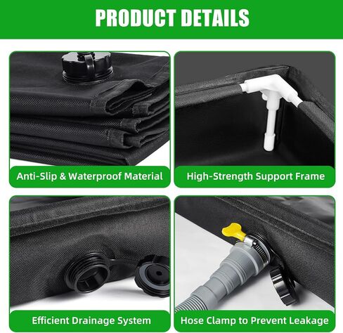 Portable Shower Base, 32"x32"x4" Foldable Camping Shower Pan with Upgraded Detachable Drain Pipe and Mesh Bag, Collapsible Shower Basin for Outdoor, Tent, RV, Beach, Shower Stall Enclosures, Indoor in Saudi Arabia