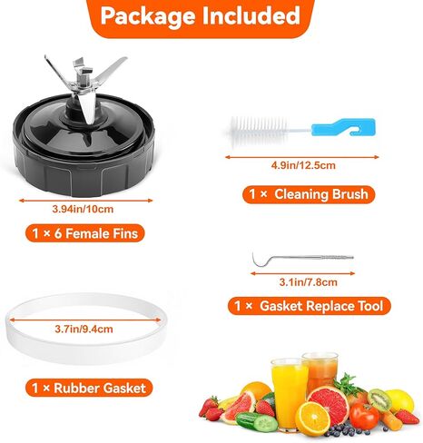 1 حزمة 6 FIND FINS FINS SETCORCOR ANDERSBLY لـ NINJA ، 4in/10cm blender blender parts for ninja auto iq bl450 bl456 bl480 bl480d bl482 ، with hook ، brush ، supber supber (fult fins nline) in Kuwait