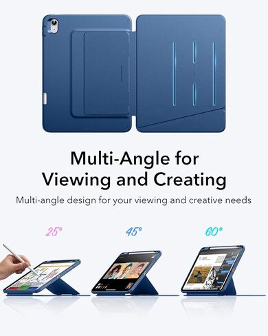 ESR for iPad (A16) 11th Generation Case 11 Inch 2025, iPad 10th Generation Case 10.9 inch 2022, Vertical Stand Cover, Multi Stand Angles, Ultra-Stable Cover with Pencil Holder, Flip Series, Black in Saudi Arabia