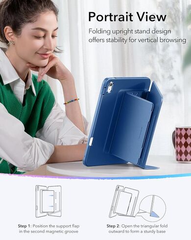 ESR for iPad (A16) 11th Generation Case 11 Inch 2025, iPad 10th Generation Case 10.9 inch 2022, Vertical Stand Cover, Multi Stand Angles, Ultra-Stable Cover with Pencil Holder, Flip Series, Black in Saudi Arabia