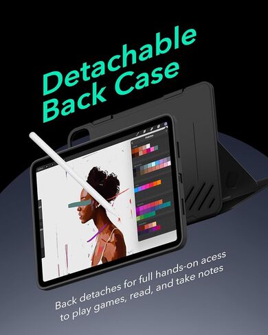 ESR لـ IPAD Pro 11 Inch Case (M4) 2024 5th Gen ، حالة الدوارة مع غطاء مغناطيسي قابل للإزالة ، صورة قابلة للتعديل/المناظر الطبيعية مع عرض شاشة مرفوع ، 9 زوايا دائمة ، سلسلة Shift ، Black in Saudi Arabia