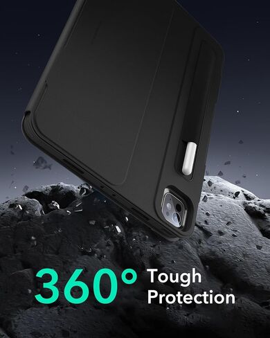 ESR لـ IPAD Pro 11 Inch Case (M4) 2024 5th Gen ، حالة الدوارة مع غطاء مغناطيسي قابل للإزالة ، صورة قابلة للتعديل/المناظر الطبيعية مع عرض شاشة مرفوع ، 9 زوايا دائمة ، سلسلة Shift ، Black in Saudi Arabia