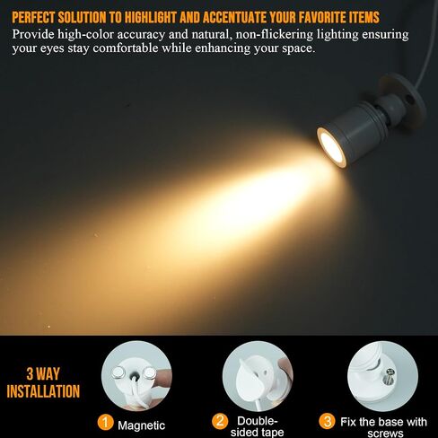 LED أضواء USB USB 2W صورة Uplighting Indoor Stick Spot Lights لعرض Art Art Display Dartboard Paint Artwork Arting Lighting (Dark White ، 2 Pack) in Kuwait