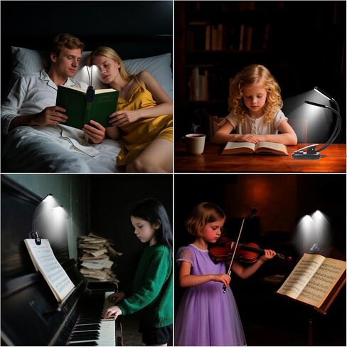 KunHe 5 Pack Music lamp Reading Clip lamp USB-C and AAA Battery Power Supply (Included) Three Color temperatures Suitable for Band Users Reading Enthusiasts in Saudi Arabia