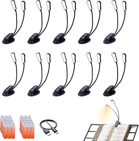 KunHe 5 Pack Music lamp Reading Clip lamp USB-C and AAA Battery Power Supply (Included) Three Color temperatures Suitable for Band Users Reading Enthusiasts in Saudi Arabia