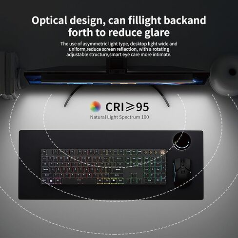مراقبة شريط الضوء مع RGB Desk Lamp Lamp Lamp مصباح شاشة طيف كامل ، خالي من الوهج ، ضوء أزرق منخفض ، مزامنة الصوت RGB ، USB-C مدعوم من الألعاب ， العمل in Saudi Arabia