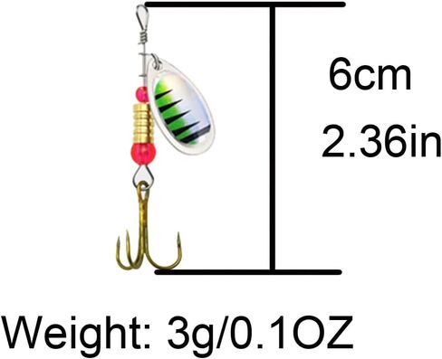 Rotating Fishing Lures Spinnerbait, Spinner Baits Kit for Bass Salmon Trout Freshwater seawater with Tackle Box (B), 10 pcs in Saudi Arabia