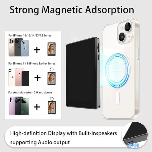شاشة شاشة Selfie Monitor لـ iPhone ، مكبر صوت مدمج ، شاشة صورة شخصية مغناطيسية لاسلكية مع صوتي ، مراقبة الكاميرا الخلفية لـ Selfie Vlog Live Stream Tiktok ، متوافقة مع iPhone & Android in Saudi Arabia