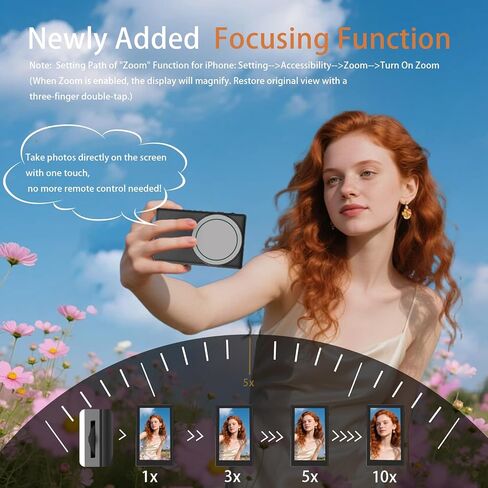 شاشة شاشة Selfie Monitor لـ iPhone ، مكبر صوت مدمج ، شاشة صورة شخصية مغناطيسية لاسلكية مع صوتي ، مراقبة الكاميرا الخلفية لـ Selfie Vlog Live Stream Tiktok ، متوافقة مع iPhone & Android in Saudi Arabia