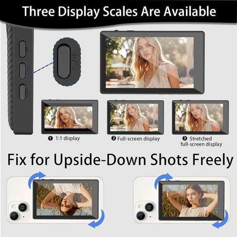 شاشة شاشة Selfie Monitor لـ iPhone ، مكبر صوت مدمج ، شاشة صورة شخصية مغناطيسية لاسلكية مع صوتي ، مراقبة الكاميرا الخلفية لـ Selfie Vlog Live Stream Tiktok ، متوافقة مع iPhone & Android in Saudi Arabia