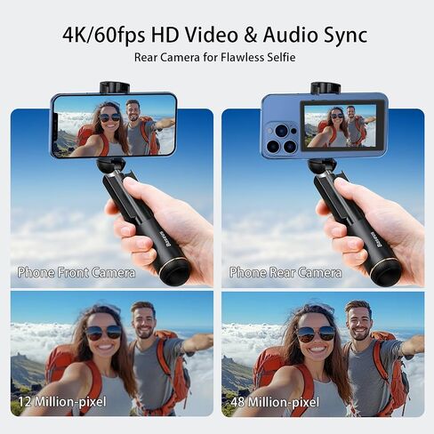 شاشة شاشة Selfie Monitor لـ iPhone ، مكبر صوت مدمج ، شاشة صورة شخصية مغناطيسية لاسلكية مع صوتي ، مراقبة الكاميرا الخلفية لـ Selfie Vlog Live Stream Tiktok ، متوافقة مع iPhone & Android in Saudi Arabia
