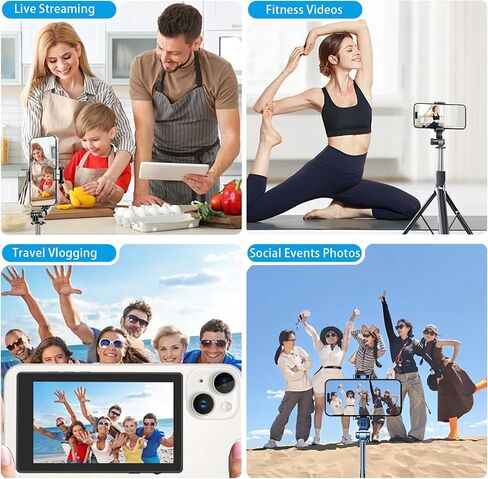 شاشة شاشة Selfie Monitor لـ iPhone ، مكبر صوت مدمج ، شاشة صورة شخصية مغناطيسية لاسلكية مع صوتي ، مراقبة الكاميرا الخلفية لـ Selfie Vlog Live Stream Tiktok ، متوافقة مع iPhone & Android in Saudi Arabia