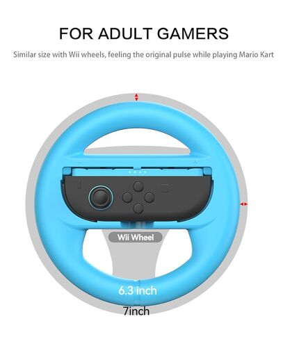 GH 4 Pack Switch Wheel متوافق مع Mario Kart 8 Deluxe ، إكسسوارات عجلة السباق متوافقة مع Nintendo Switch/Switch OLED CON Controller (أسود X2 ، أحمر وأزرق) in Kuwait