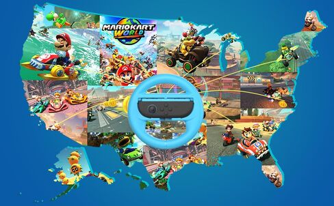 GH 4 Pack Switch Wheel متوافق مع Mario Kart 8 Deluxe ، إكسسوارات عجلة السباق متوافقة مع Nintendo Switch/Switch OLED CON Controller (أسود X2 ، أحمر وأزرق) in Kuwait