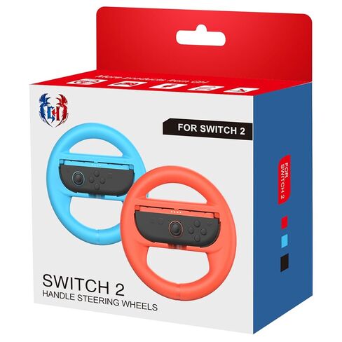 GH 4 Pack Switch Wheel متوافق مع Mario Kart 8 Deluxe ، إكسسوارات عجلة السباق متوافقة مع Nintendo Switch/Switch OLED CON Controller (أسود X2 ، أحمر وأزرق) in Kuwait