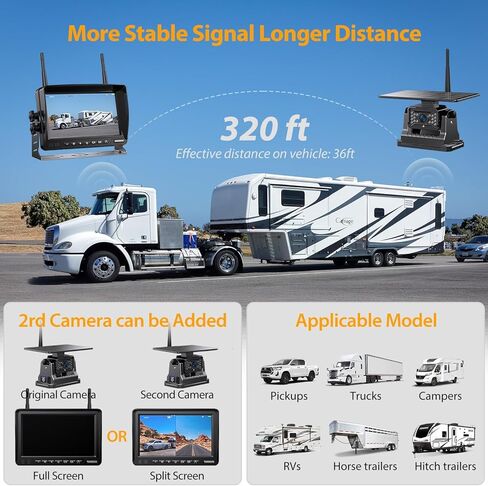 7" Magnetic Solar Wireless Backup Camera for Truck 1 Mins DIY Installation RV Backup Camera HD 1080P Rear View Camera with 18 LED IR Night Vision 4 Channels DVR Recording for Car Trailer Camper (CT7) in Kuwait