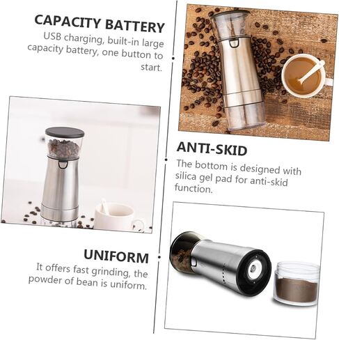 Healifty كهربائي القهوة طاحونة الفولاذ المقاوم للصدأ من الفولاذ المقاوم للصدأ الأسرة USB القابلة لإعادة الشحن in Saudi Arabia
