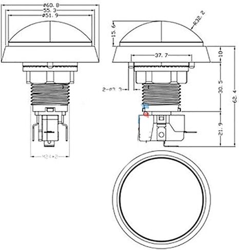 Zezefufu White 60 مم أزرار مستديرة أزرار إضاءة 12 فولت مصباح LED مع ملحق microswitch in Saudi Arabia