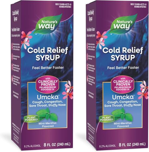 Nature's Way Umcka ColdCare Homeopathic, Shortens Colds, Sore Throat, Cough, and Congestion, Phenylephrine Free, Non-Drowsy, Mint-Menthol Flavored, 8 Fl. Oz Syrup in Saudi Arabia
