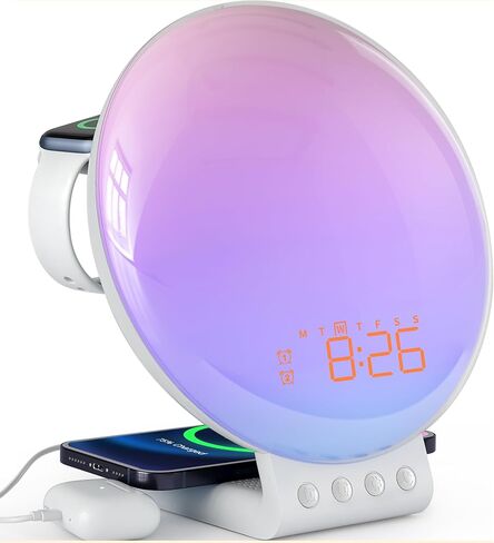 Dekala 5G Arches Gradual Sunrise Alarm Clock Loud Alarm Clock for Heavy Sleepers with Wireless Charging Sunset White Noise Sleep Sound Machine Touch/App/Button Control Best Valentine's Day Gift in Kuwait