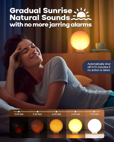 Dekala 5G Arches Gradual Sunrise Alarm Clock Loud Alarm Clock for Heavy Sleepers with Wireless Charging Sunset White Noise Sleep Sound Machine Touch/App/Button Control Best Valentine's Day Gift in Kuwait