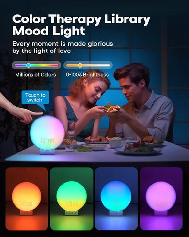 Dekala 5G Arches Gradual Sunrise Alarm Clock Loud Alarm Clock for Heavy Sleepers with Wireless Charging Sunset White Noise Sleep Sound Machine Touch/App/Button Control Best Valentine's Day Gift in Kuwait