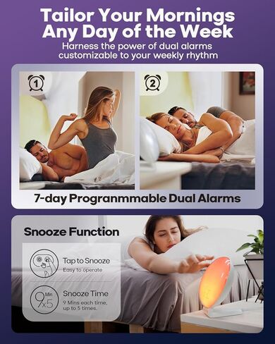 Dekala 5G Arches Gradual Sunrise Alarm Clock Loud Alarm Clock for Heavy Sleepers with Wireless Charging Sunset White Noise Sleep Sound Machine Touch/App/Button Control Best Valentine's Day Gift in Kuwait