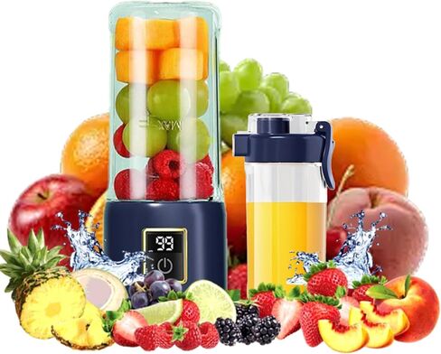 Portable blender, mini juicer, 500ml small juicer, 12 blades, great for blending, convenient, multifunctional, with digital touch screen, suitable for family travel, easy to clean Travel (olive green) in Saudi Arabia