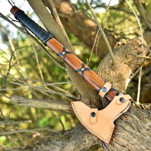 Viking Ax Ragnar Lothbrook محاور الصيد مقبض Rosewood Handle - شفرة فولاذية عالية الكربون حادة Edg Wood Wood Tool - Tomahawk Beated Axes - Forged Outdoor Tamping Ax in Saudi Arabia