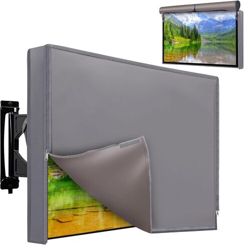 Outdoor TV Cover 52-55 Inch Weatherproof, 600D Zipper Outside TV Covers | Waterproof Outside TV Covers Heavy Duty 600D Fabric Canvas Outdoor TV Screen Protectors Shield for Flat Screen Outdoor TVs in Saudi Arabia