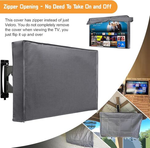 Outdoor TV Cover 52-55 Inch Weatherproof, 600D Zipper Outside TV Covers | Waterproof Outside TV Covers Heavy Duty 600D Fabric Canvas Outdoor TV Screen Protectors Shield for Flat Screen Outdoor TVs in Saudi Arabia